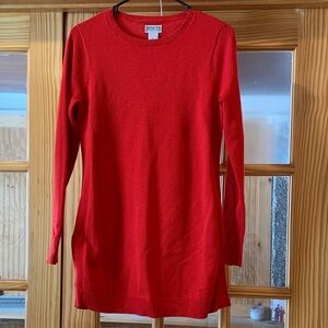 Women's Duluth Trading Co S'no Sweat Red Knit Tunic Crewneck Pullover Sweater S